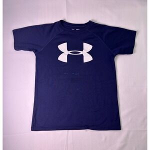 Under Armour YXS (7-8) Boys HeatGear Loose Fit Athletic‎ T-Shirt Blue *Stained*